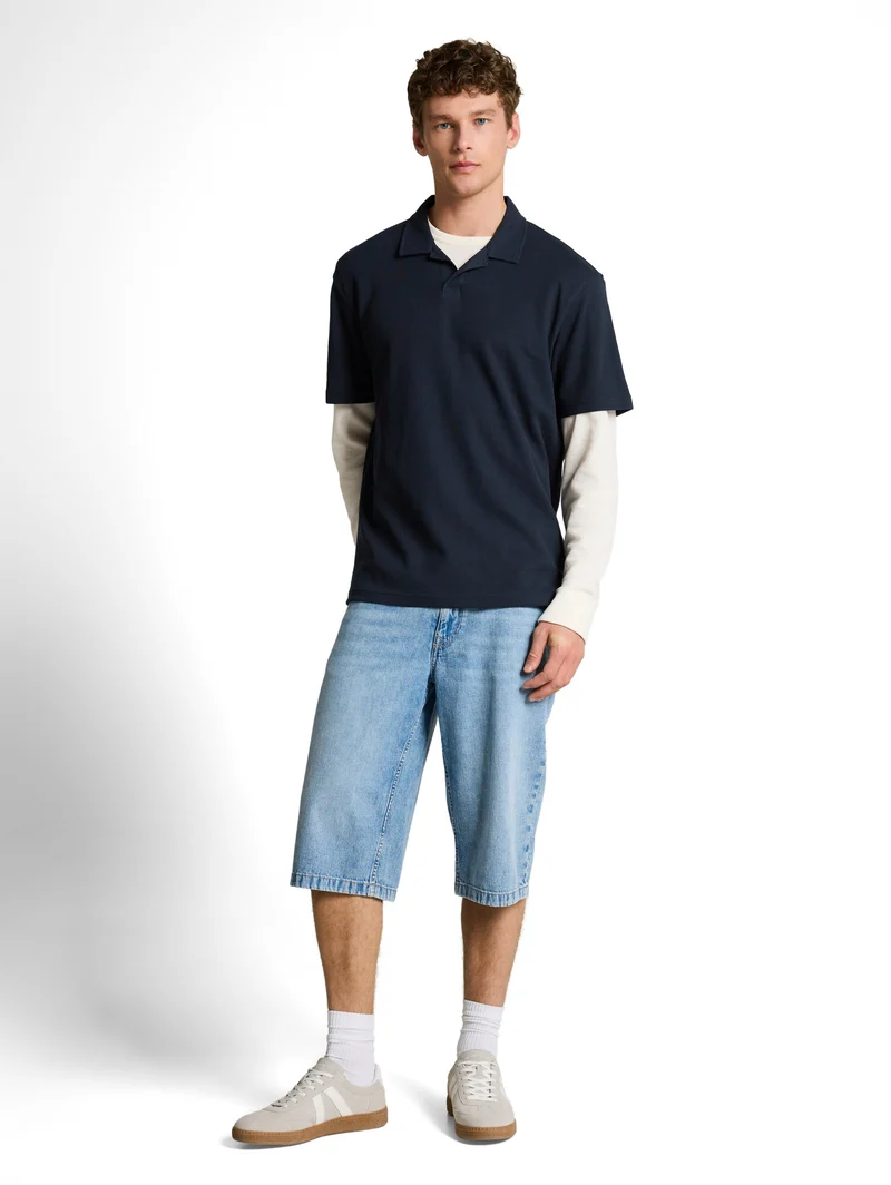relaxed structured polo, sky captain blue