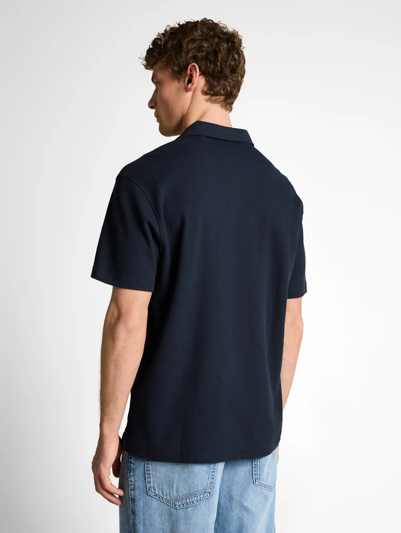 relaxed structured polo, sky captain blue