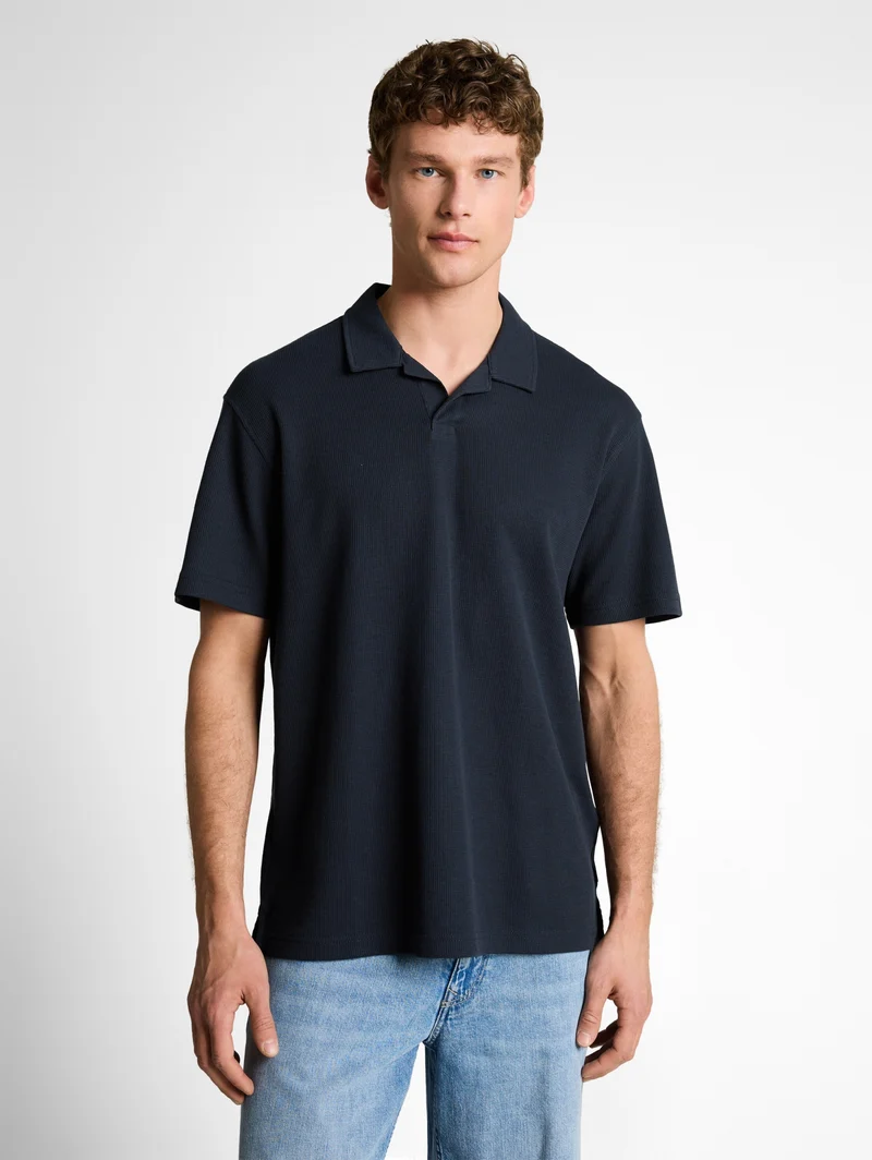 relaxed structured polo, sky captain blue