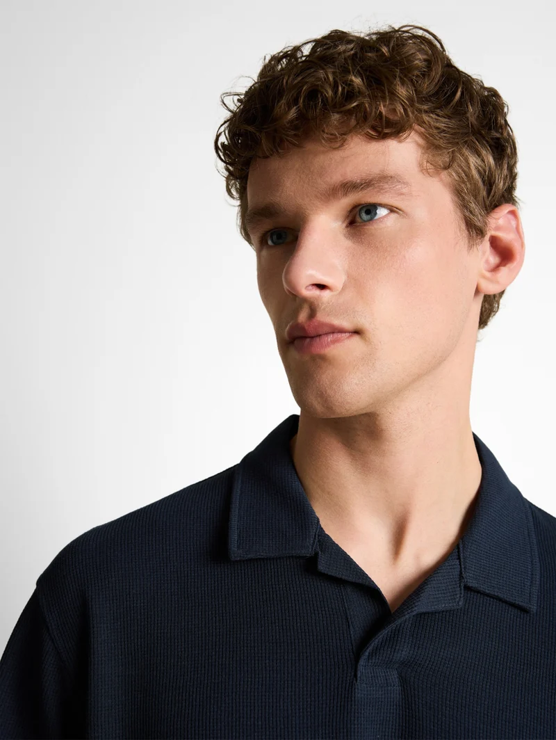 relaxed structured polo, sky captain blue