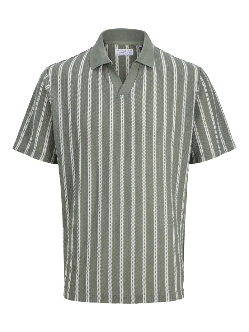 JPRBLUHARRY SS SPLIT NECK POLO SN, Laurel Wreath/White