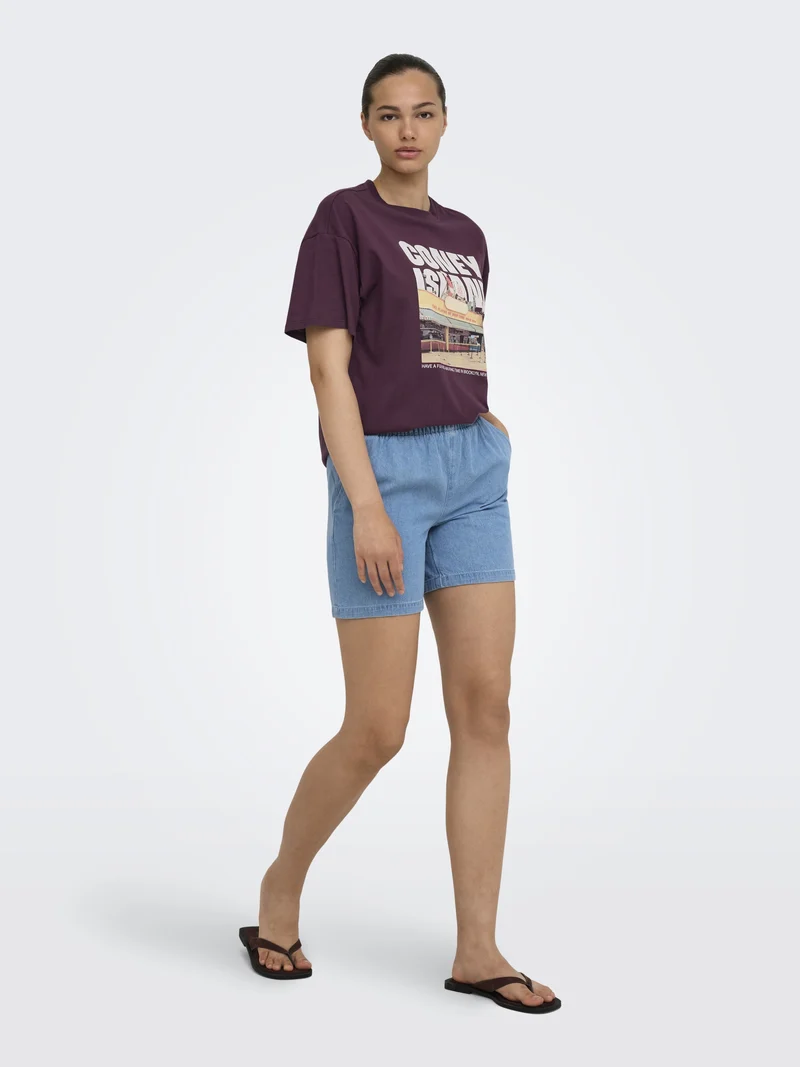 ONLMILA S/S PRINT BOX JRS, Grape Wine/Mila coney island front