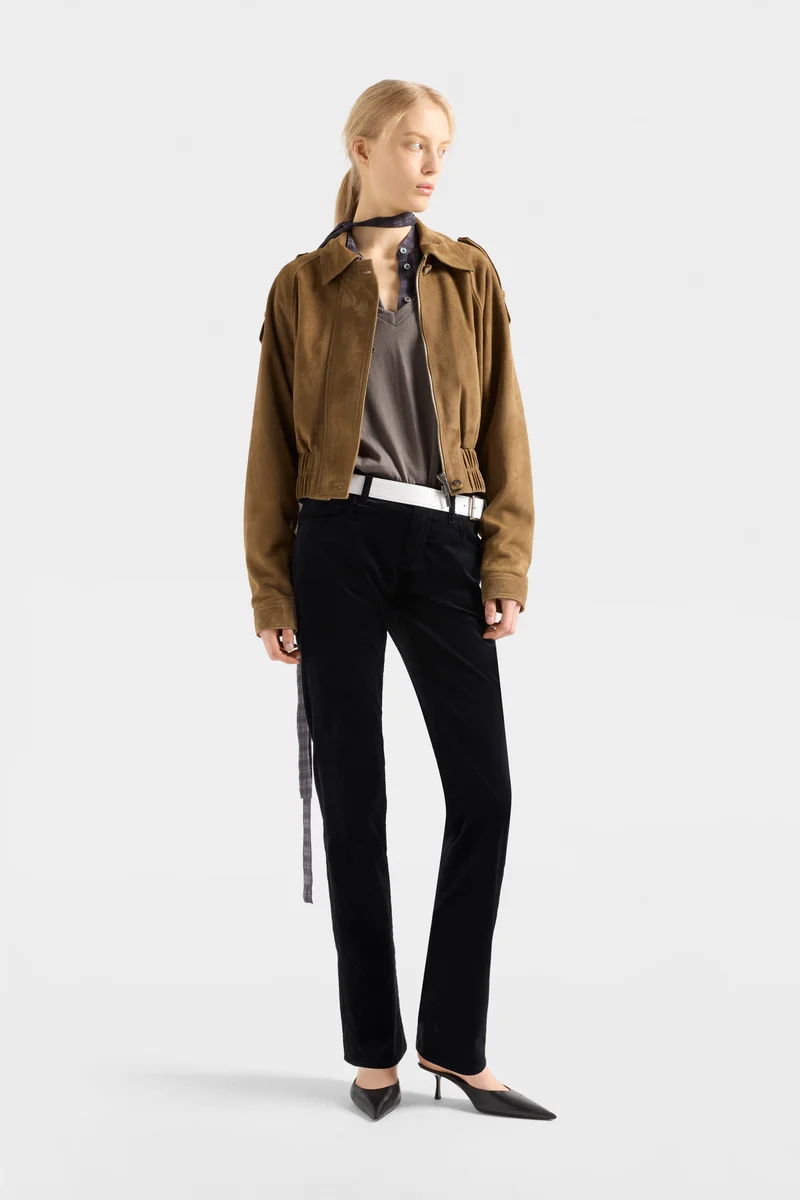AVIATOR JACKET in Suede Chestnut