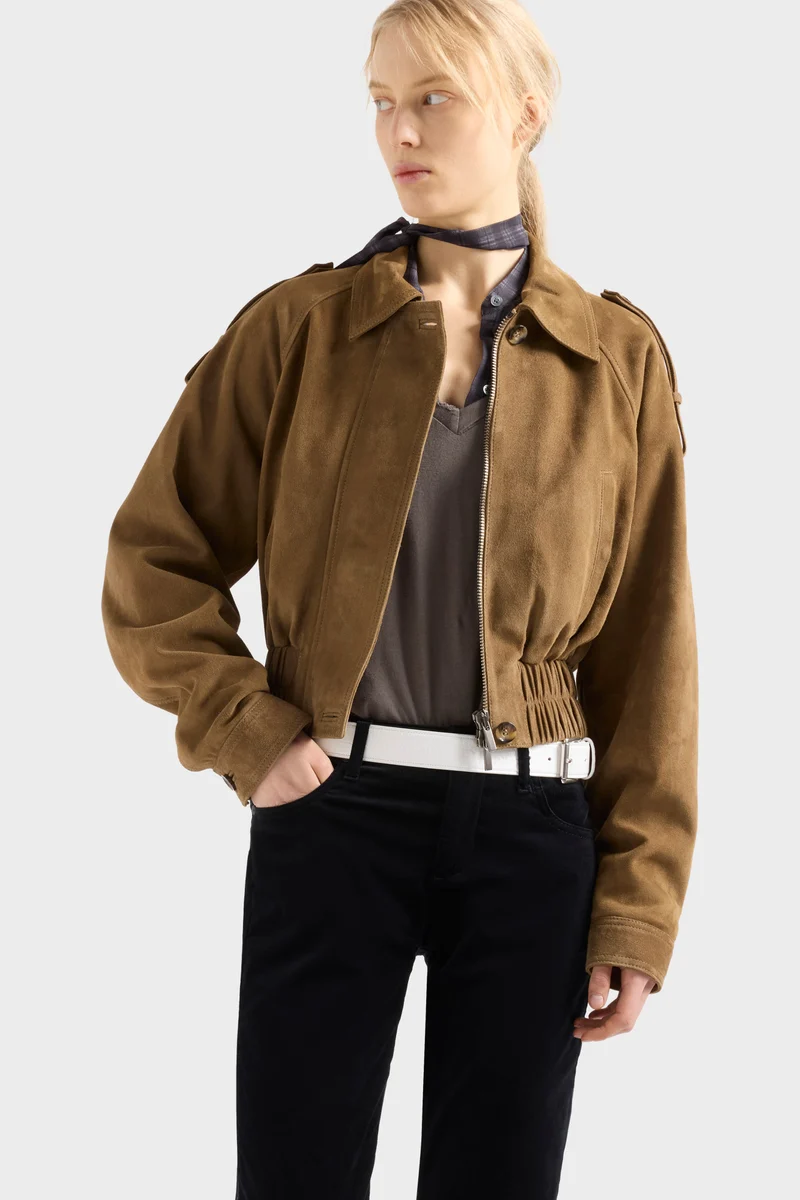 AVIATOR JACKET in Suede Chestnut