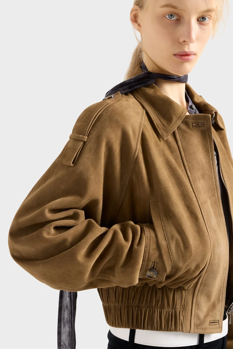 AVIATOR JACKET in Suede Chestnut