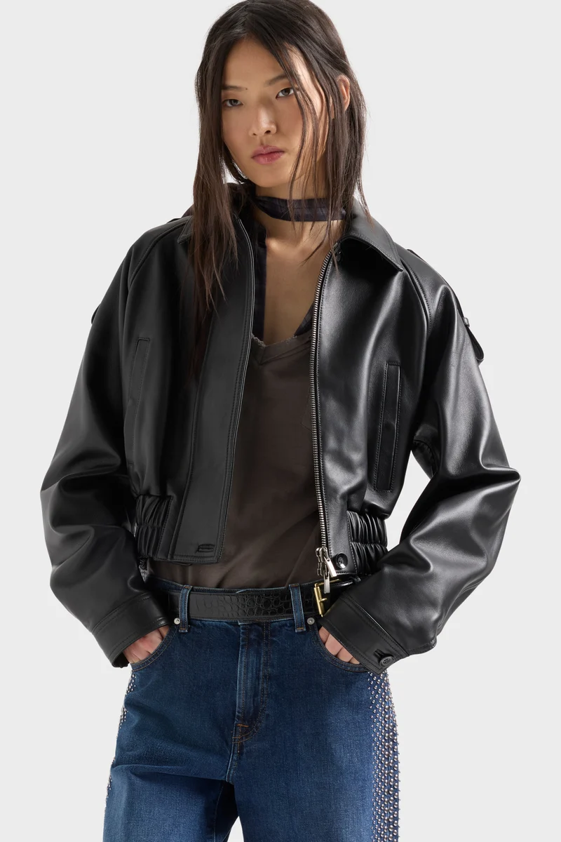 AVIATOR JACKET in Leather Black