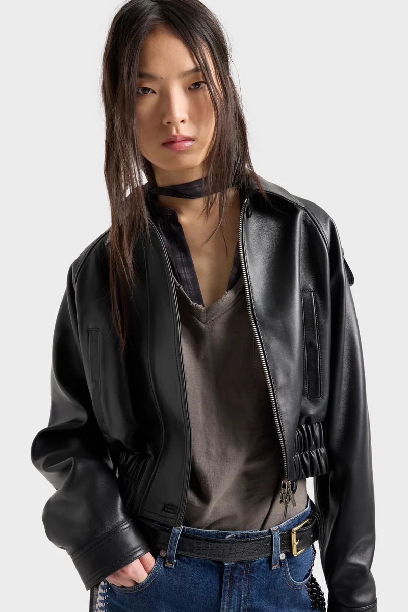 AVIATOR JACKET in Leather Black