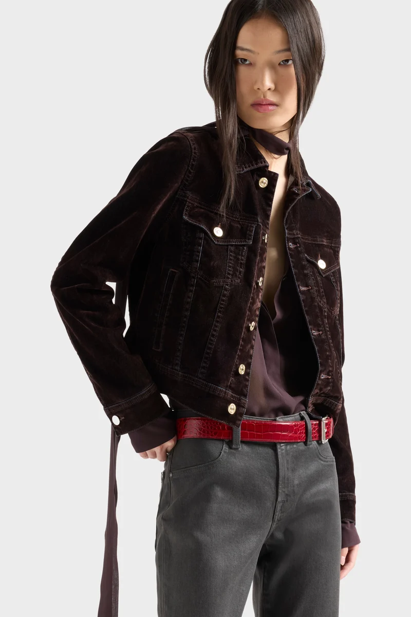 ADI TRUCKER JACKET in Flock Denim Brown