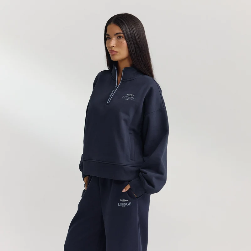 Pullover mit Reißverschluss - Dunkelblau