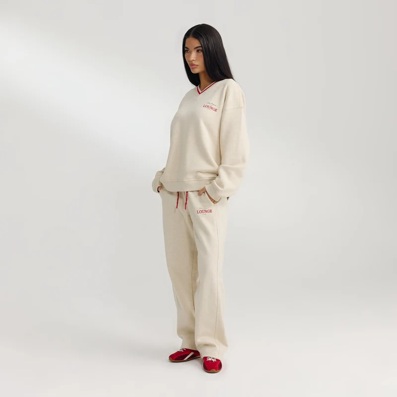 V-Neck Pullover - Haferflocken