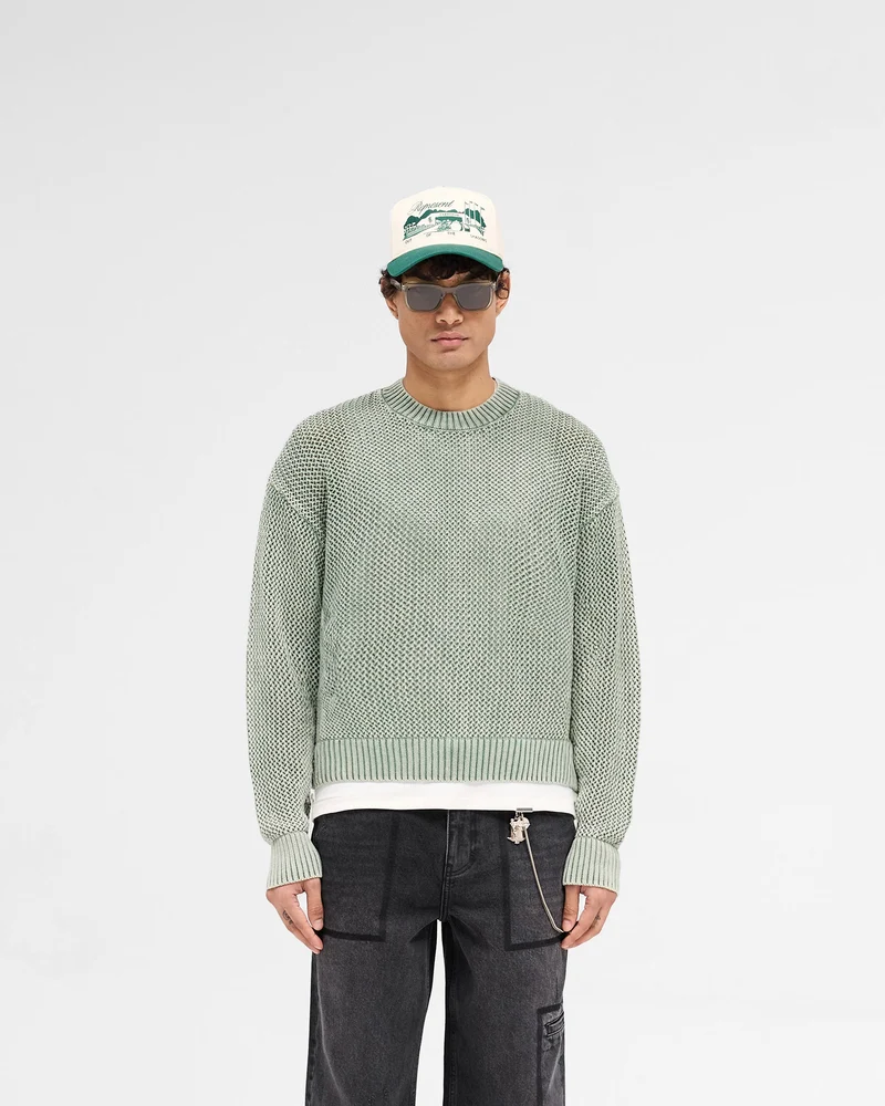Open Gauge Knit Sweater - Forest Green