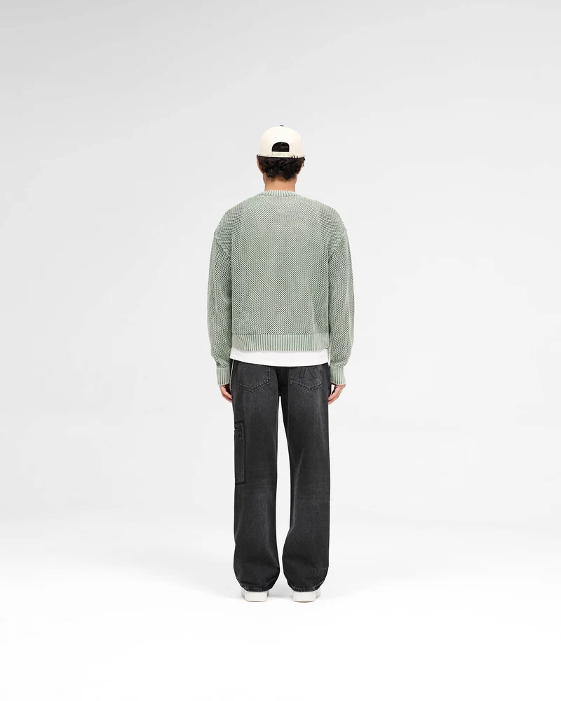 Open Gauge Knit Sweater - Forest Green