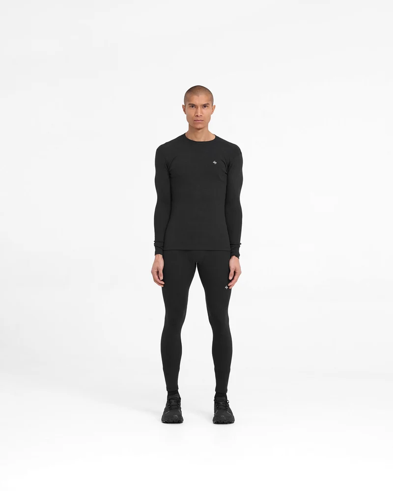 247 Ribbed Long Sleeve Top - Black