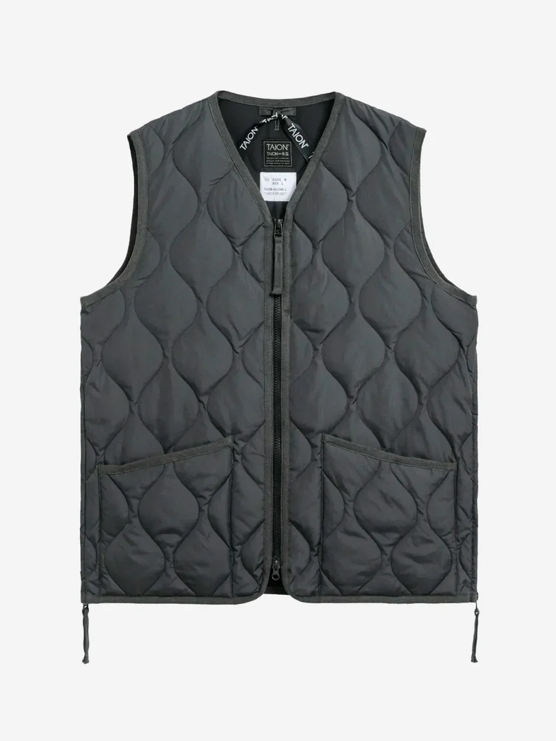 Military Zip Neck Down Smanicato grigio