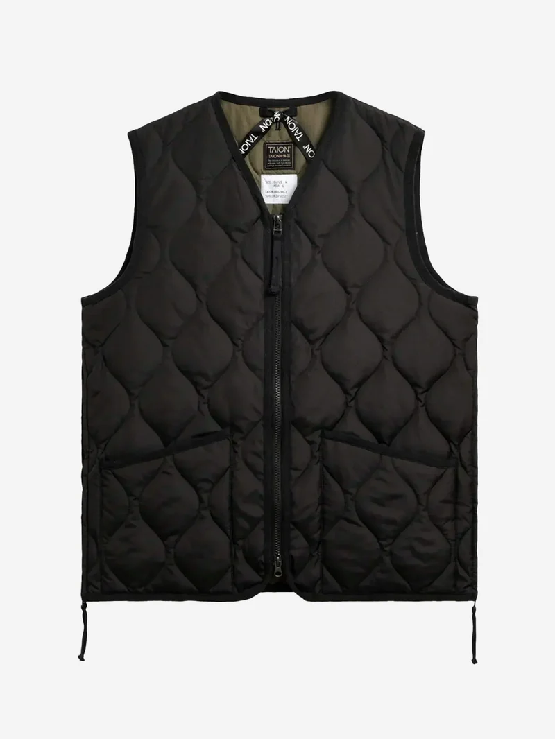 Military Zip Neck Down Smanicato nero