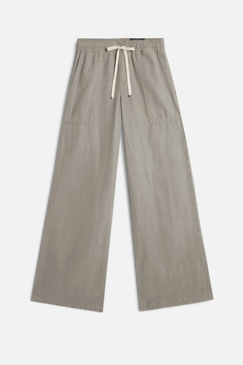 UTILITY PULL ON WIDE LEG in Lyocell Linen Military