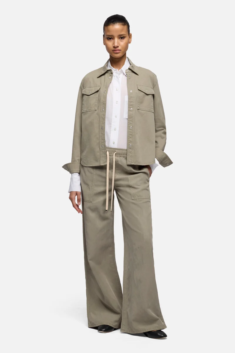 UTILITY PULL ON WIDE LEG in Lyocell Linen Military