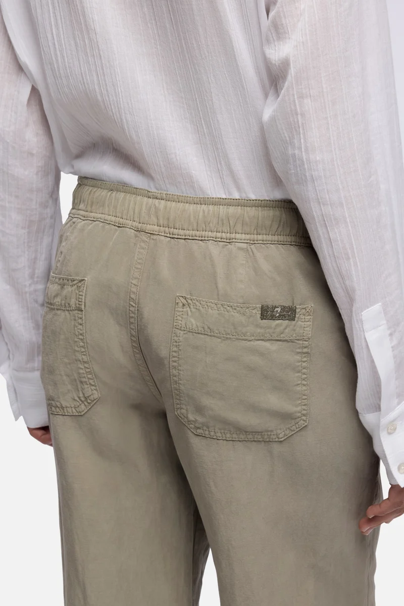 UTILITY PULL ON WIDE LEG in Lyocell Linen Military