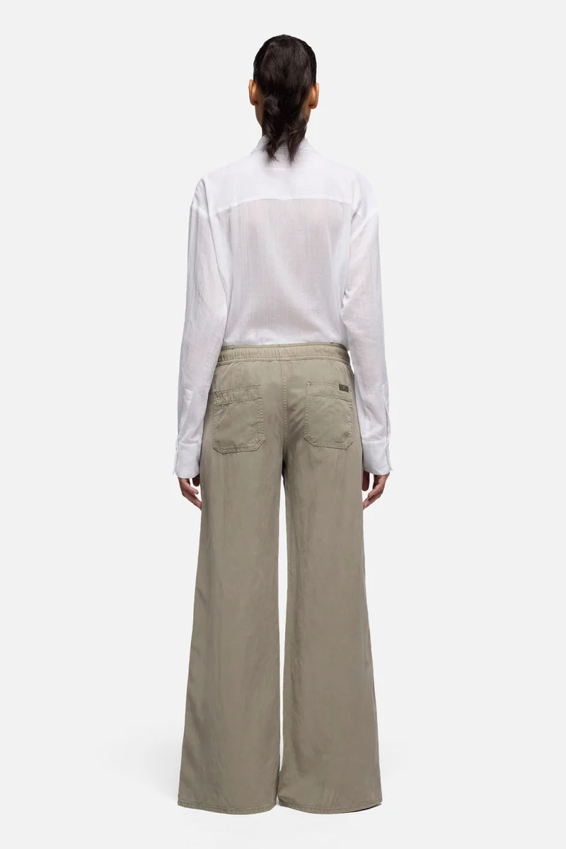 UTILITY PULL ON WIDE LEG in Lyocell Linen Military