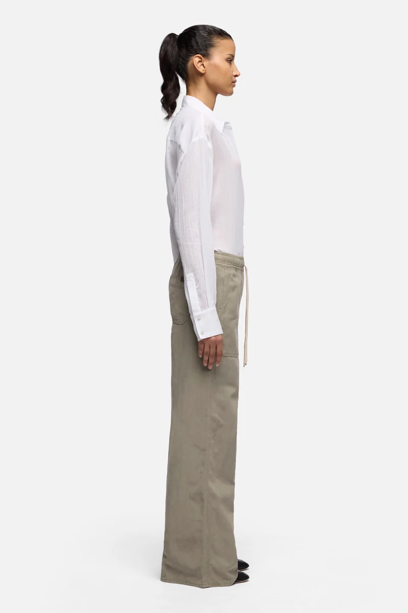 UTILITY PULL ON WIDE LEG in Lyocell Linen Military