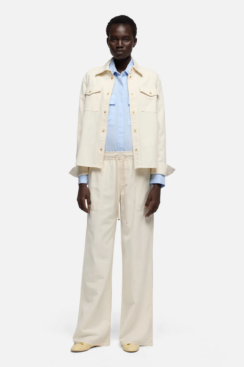 UTILITY PULL ON WIDE LEG in Lyocell Linen Ecru