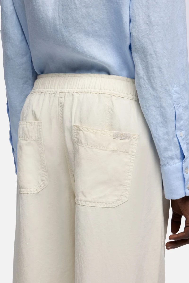UTILITY PULL ON WIDE LEG in Lyocell Linen Ecru