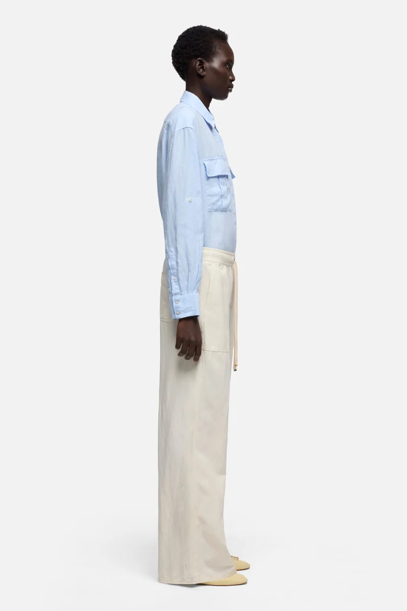 UTILITY PULL ON WIDE LEG in Lyocell Linen Ecru