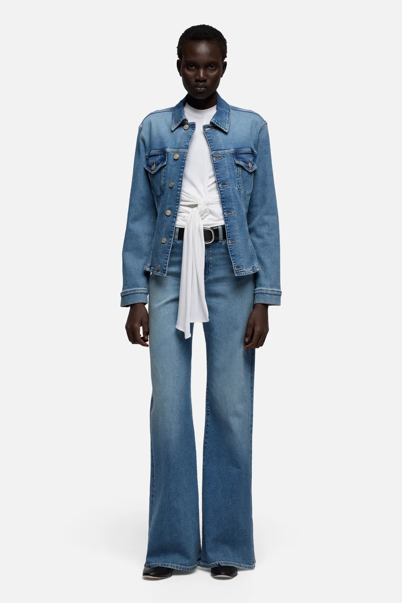 SLIM TRUCKER JACKET in Luxe Vintage Aquashade