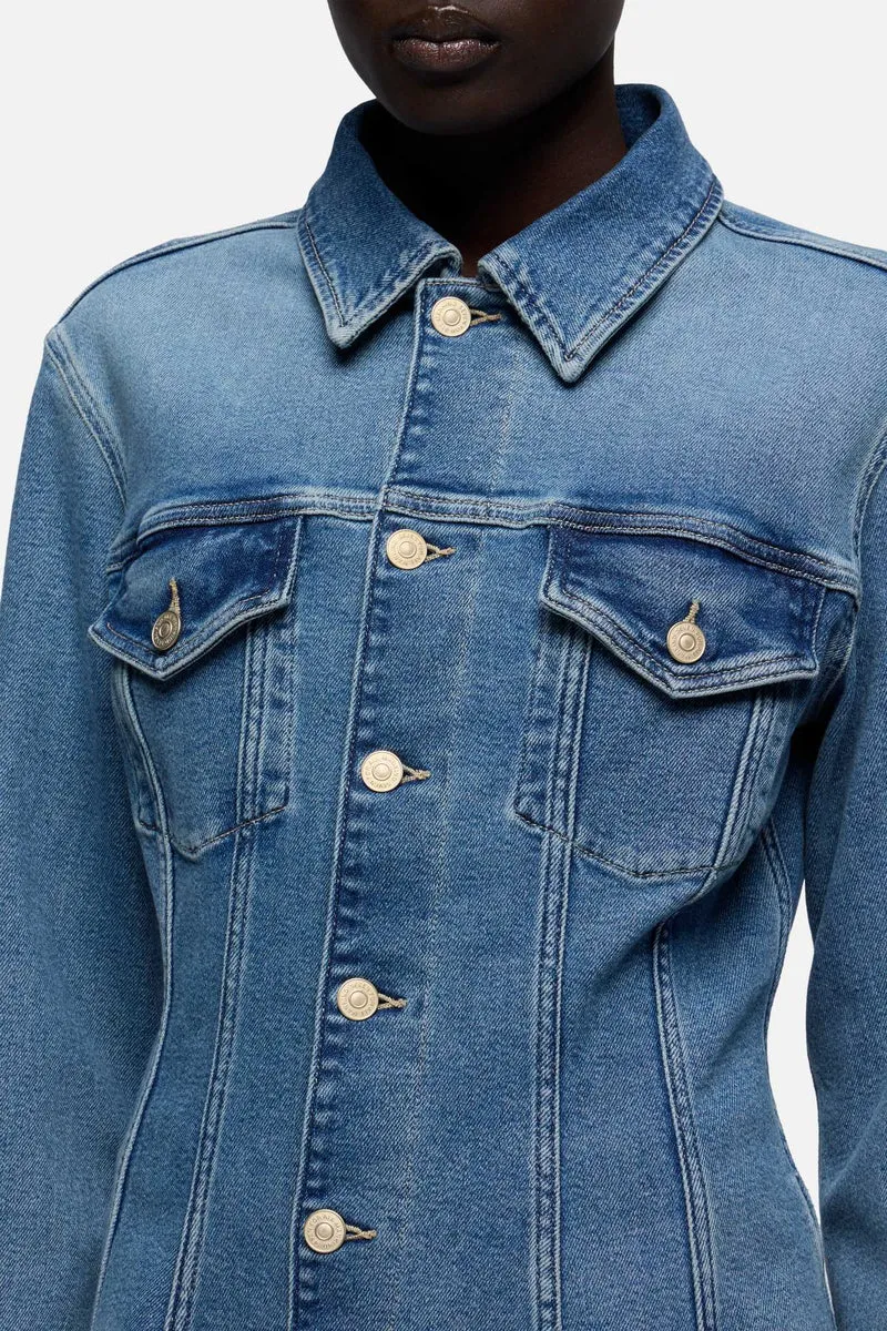 SLIM TRUCKER JACKET in Luxe Vintage Aquashade