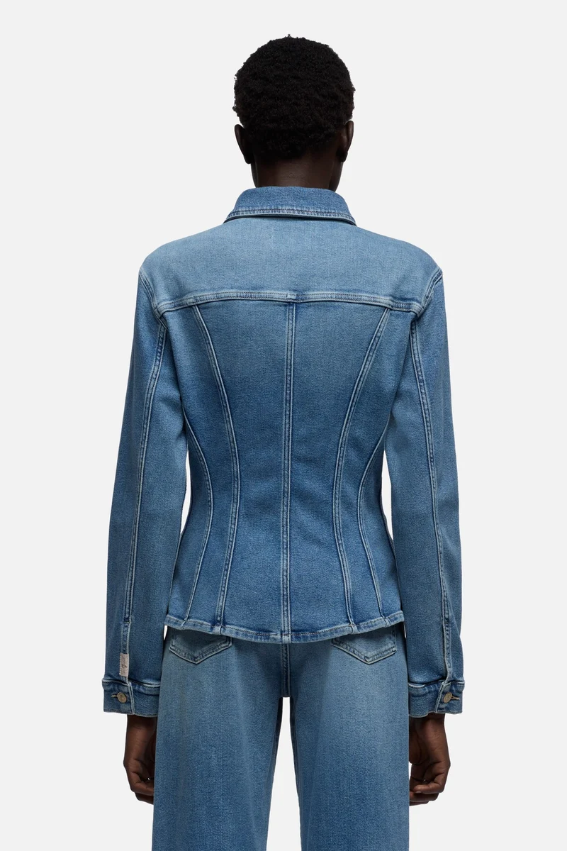 SLIM TRUCKER JACKET in Luxe Vintage Aquashade