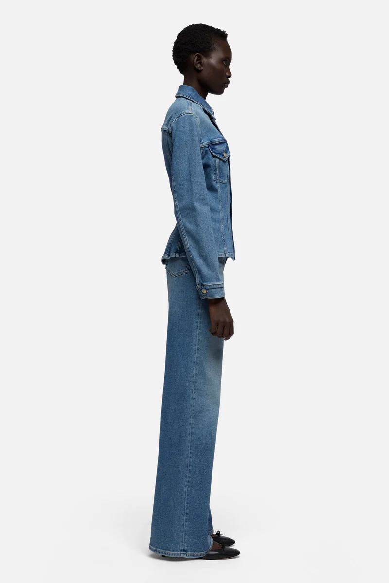 SLIM TRUCKER JACKET in Luxe Vintage Aquashade