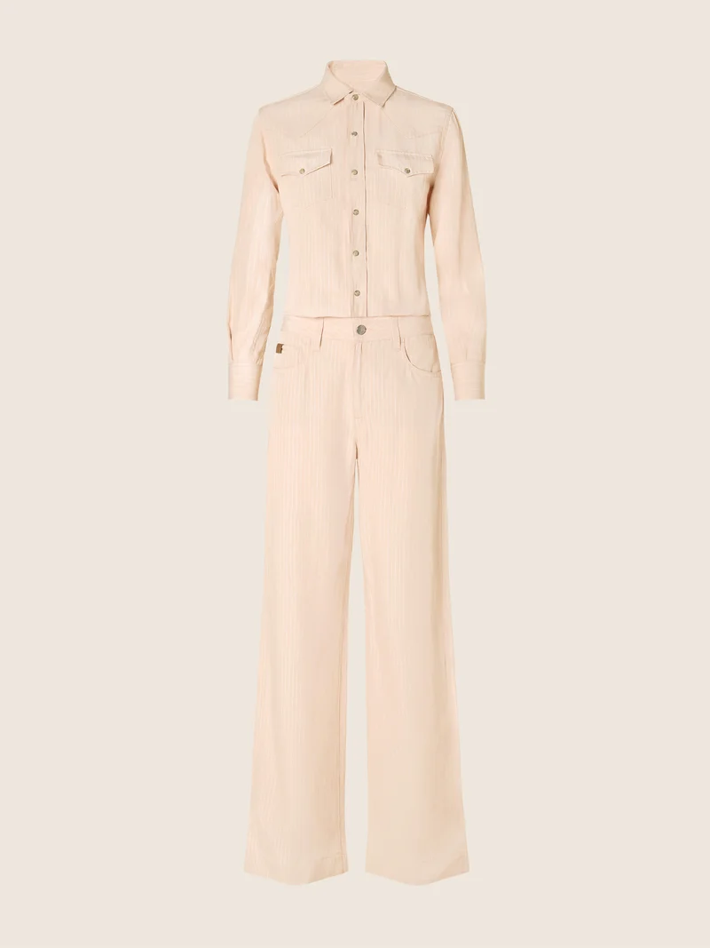Viscose-Linen Pinstripe Canvas Jumpsuit