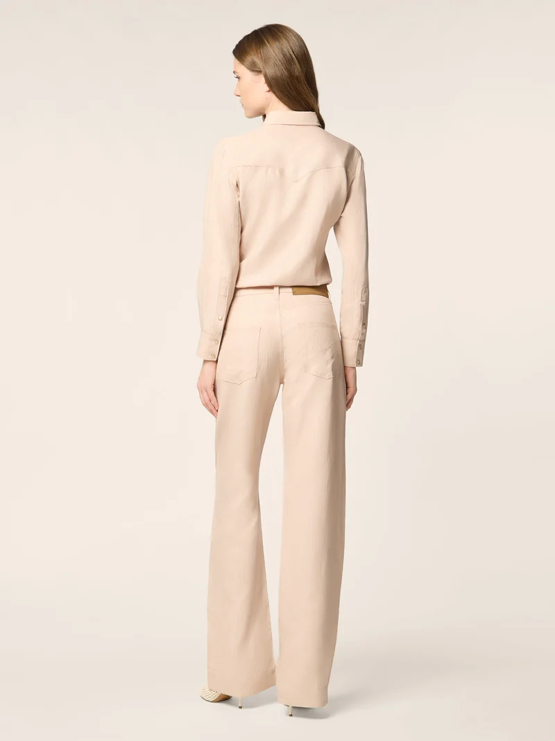 Viscose-Linen Pinstripe Canvas Jumpsuit