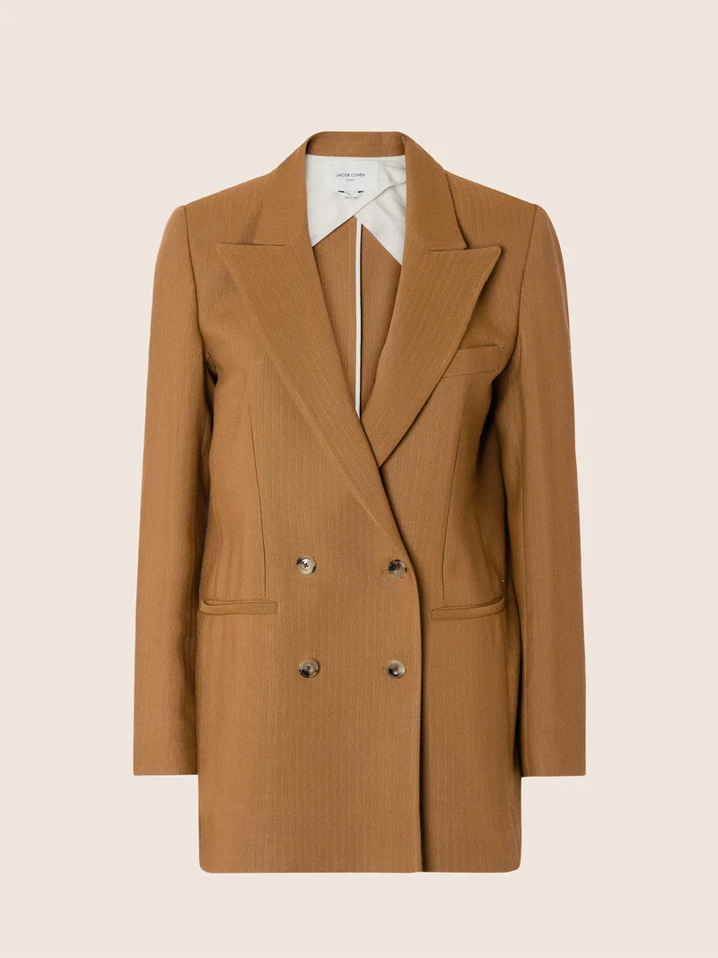 Herringbone Viscose-Lyocell Canvas Blazer