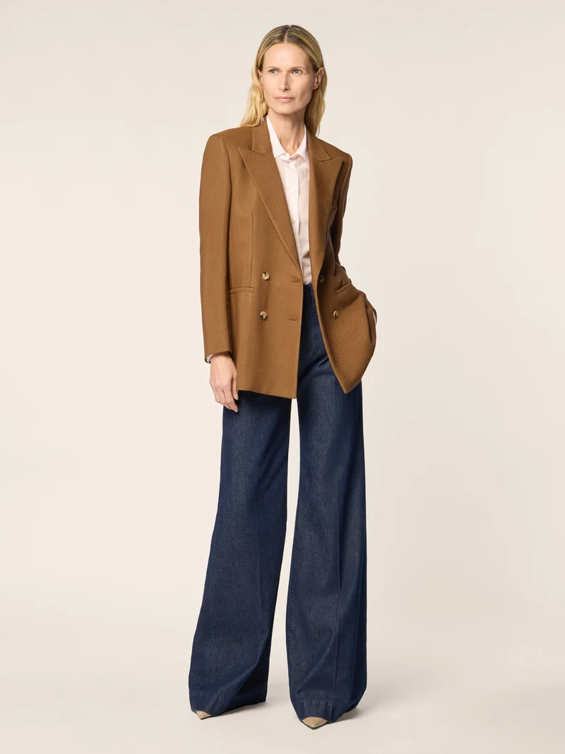 Herringbone Viscose-Lyocell Canvas Blazer