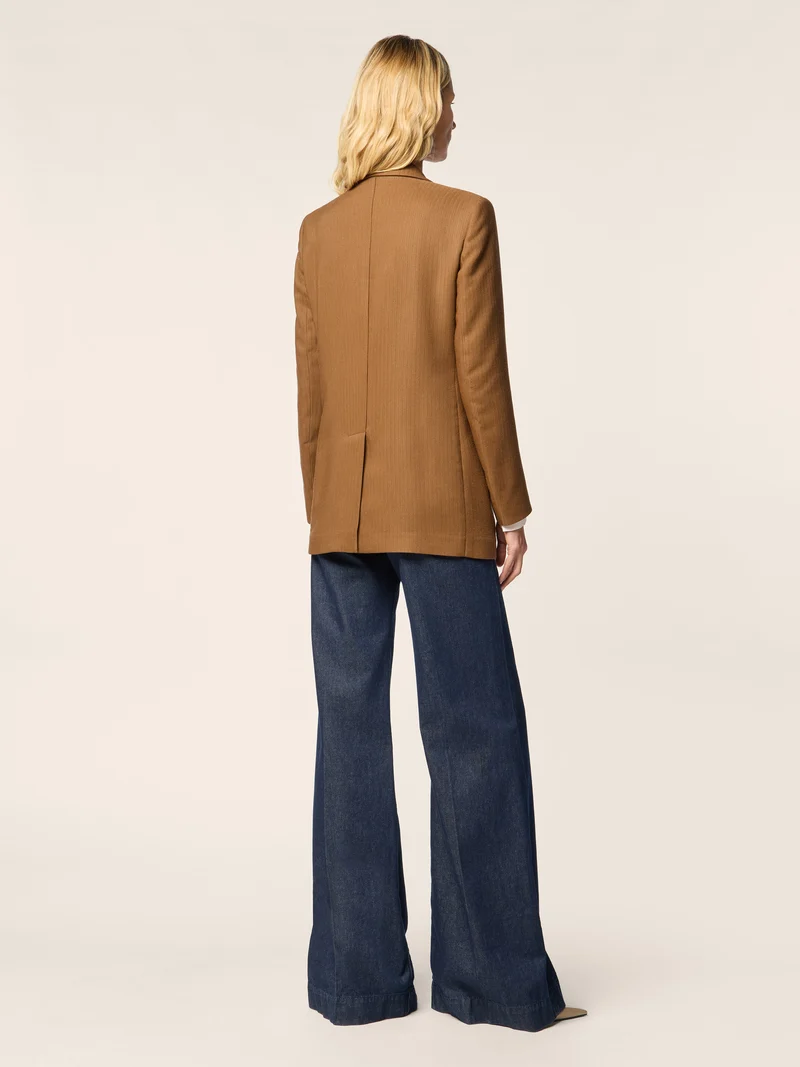 Herringbone Viscose-Lyocell Canvas Blazer