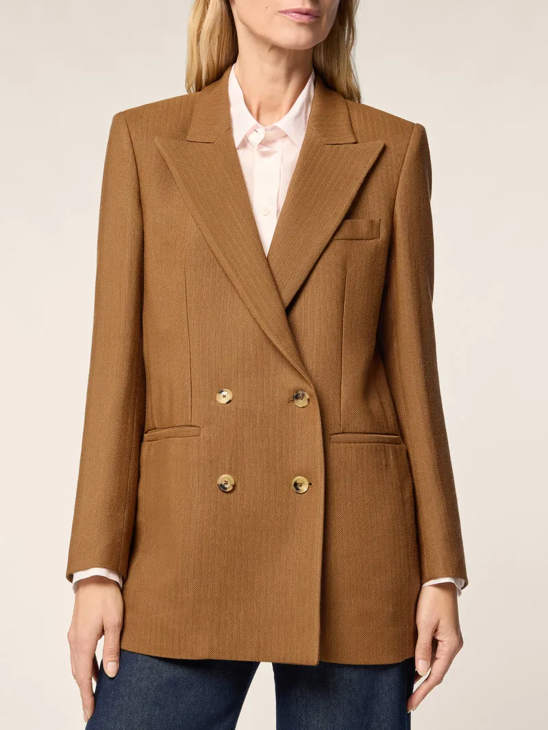 Herringbone Viscose-Lyocell Canvas Blazer