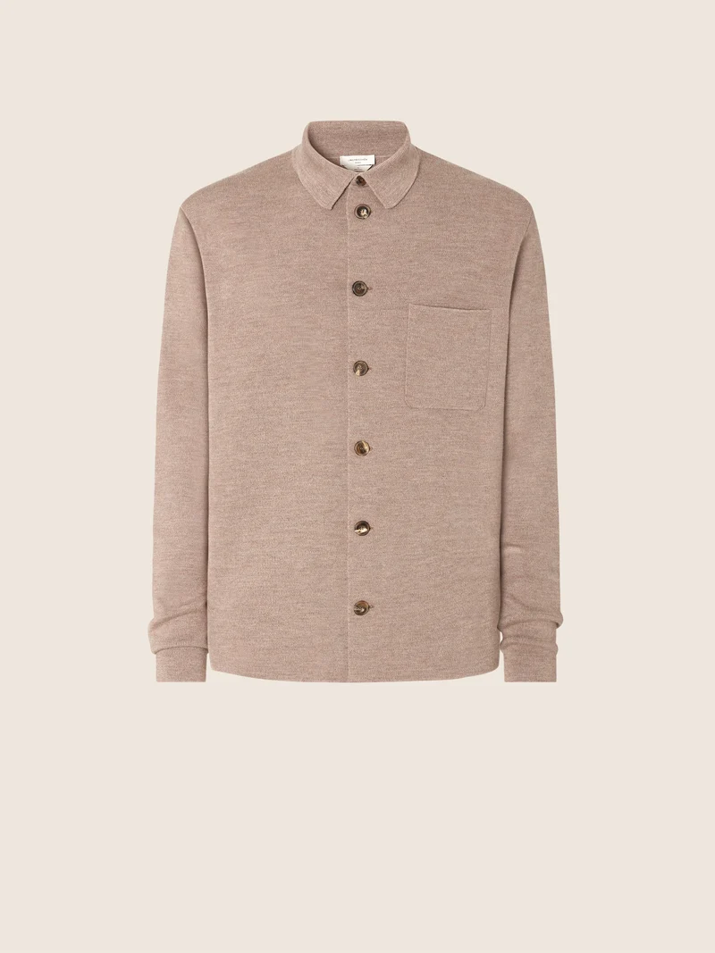 Shirt-Style Cardigan in Wool and Silk