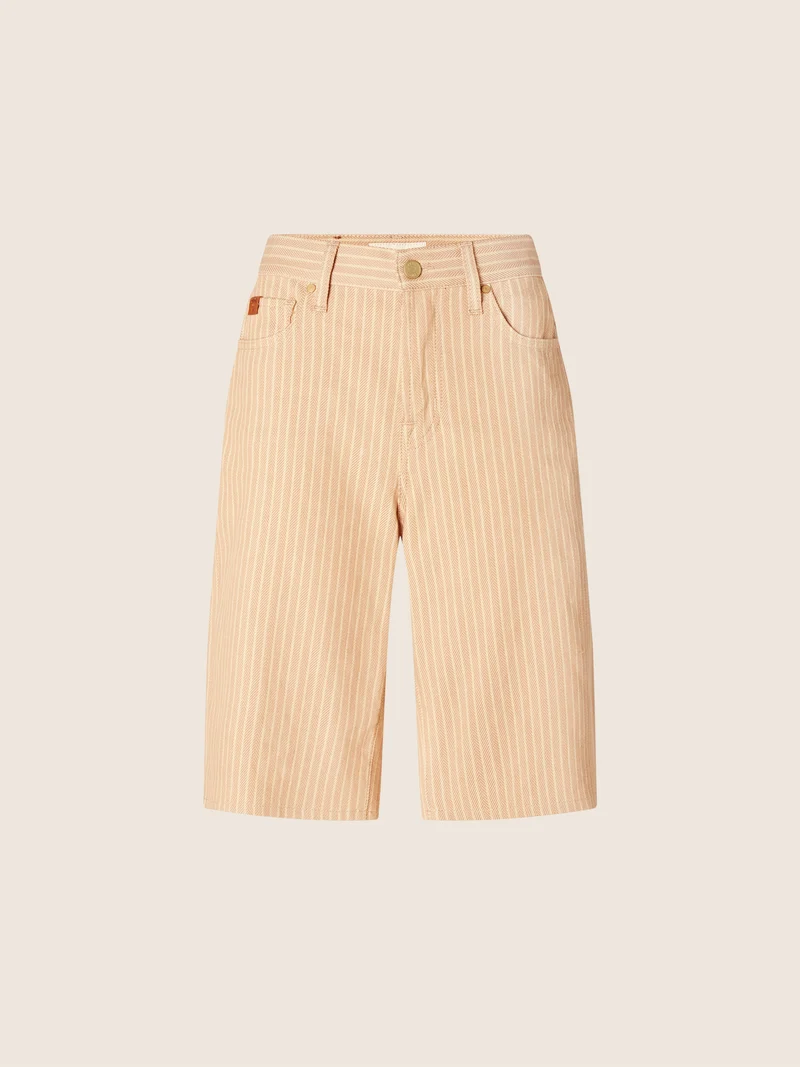 Amber – Cotton-Linen Herringbone Canvas Bermudas