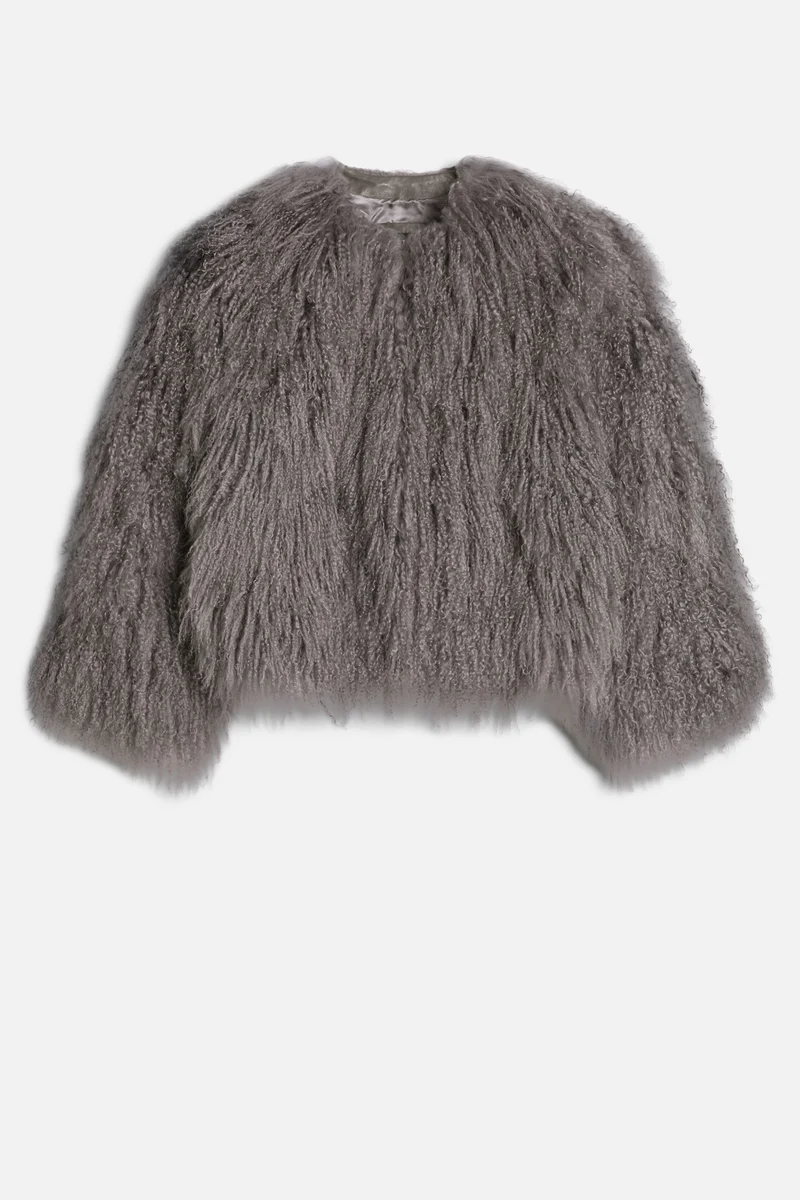 Shearling Fur Jacket in Grey