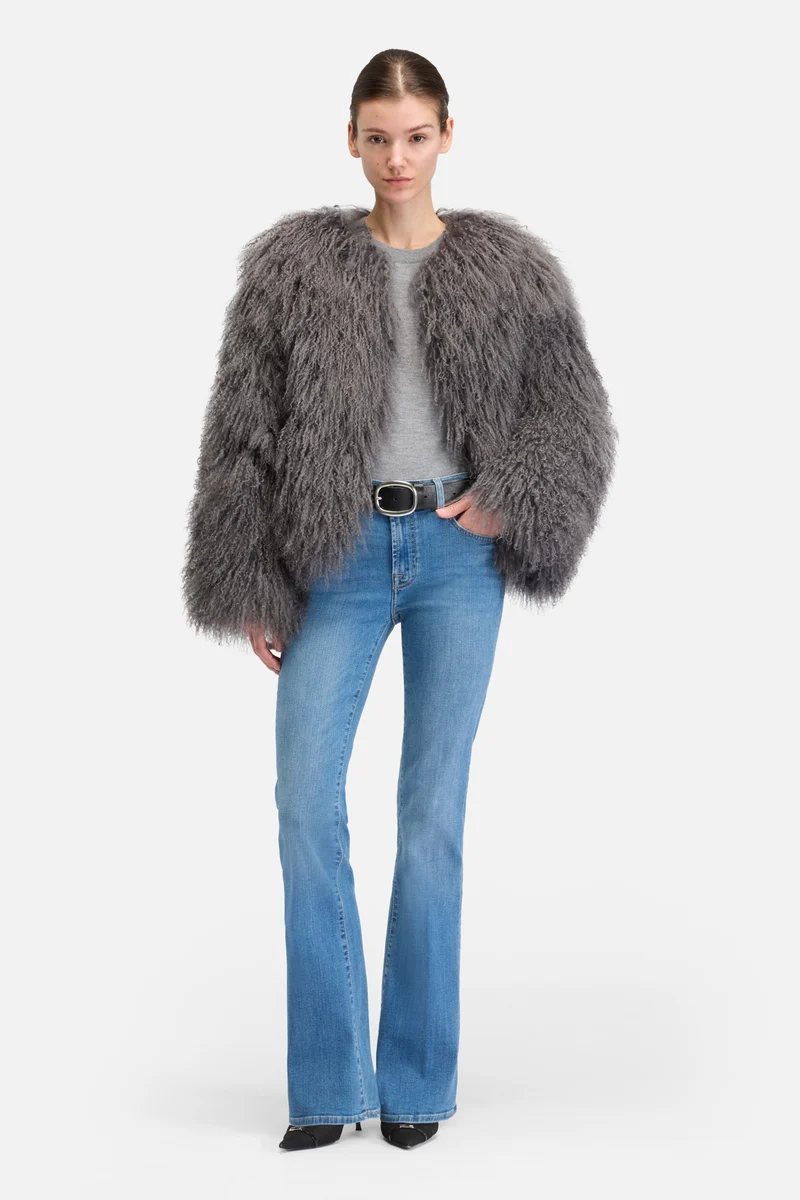 Shearling Fur Jacket in Grey