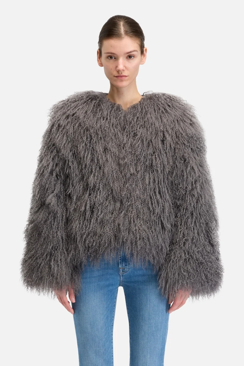 Shearling Fur Jacket in Grey