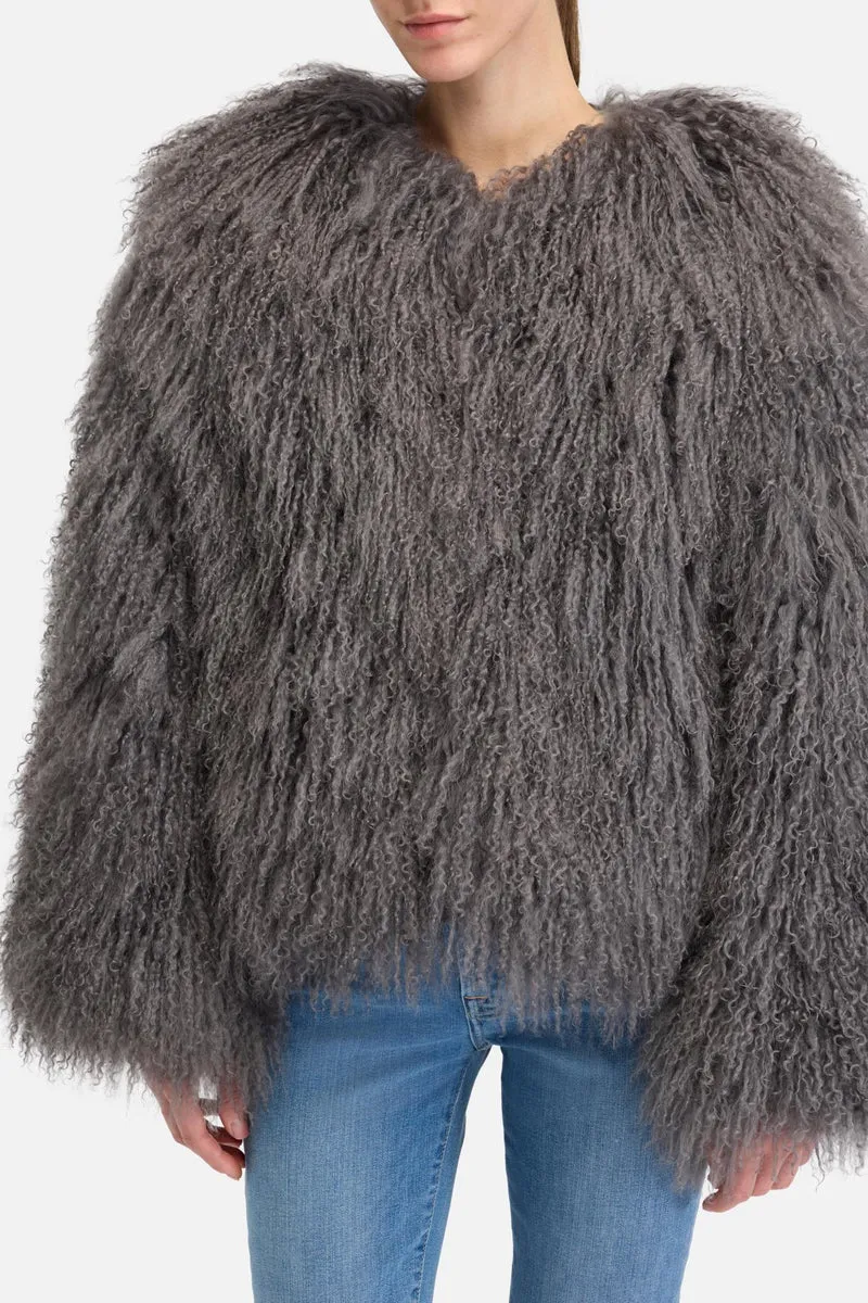 Shearling Fur Jacket in Grey
