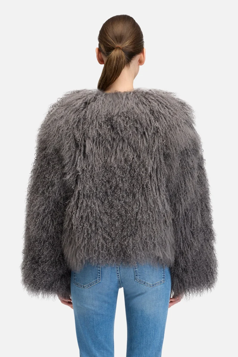Shearling Fur Jacket in Grey