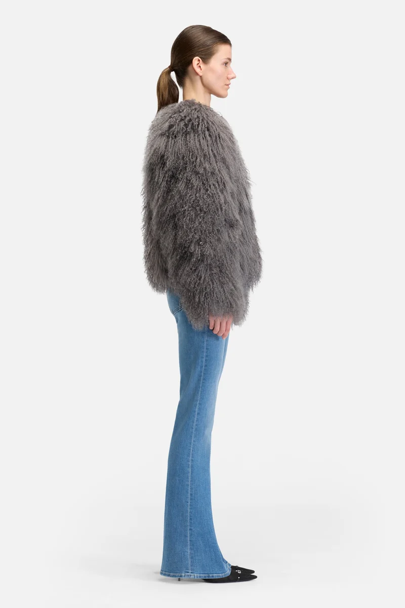 Shearling Fur Jacket in Grey