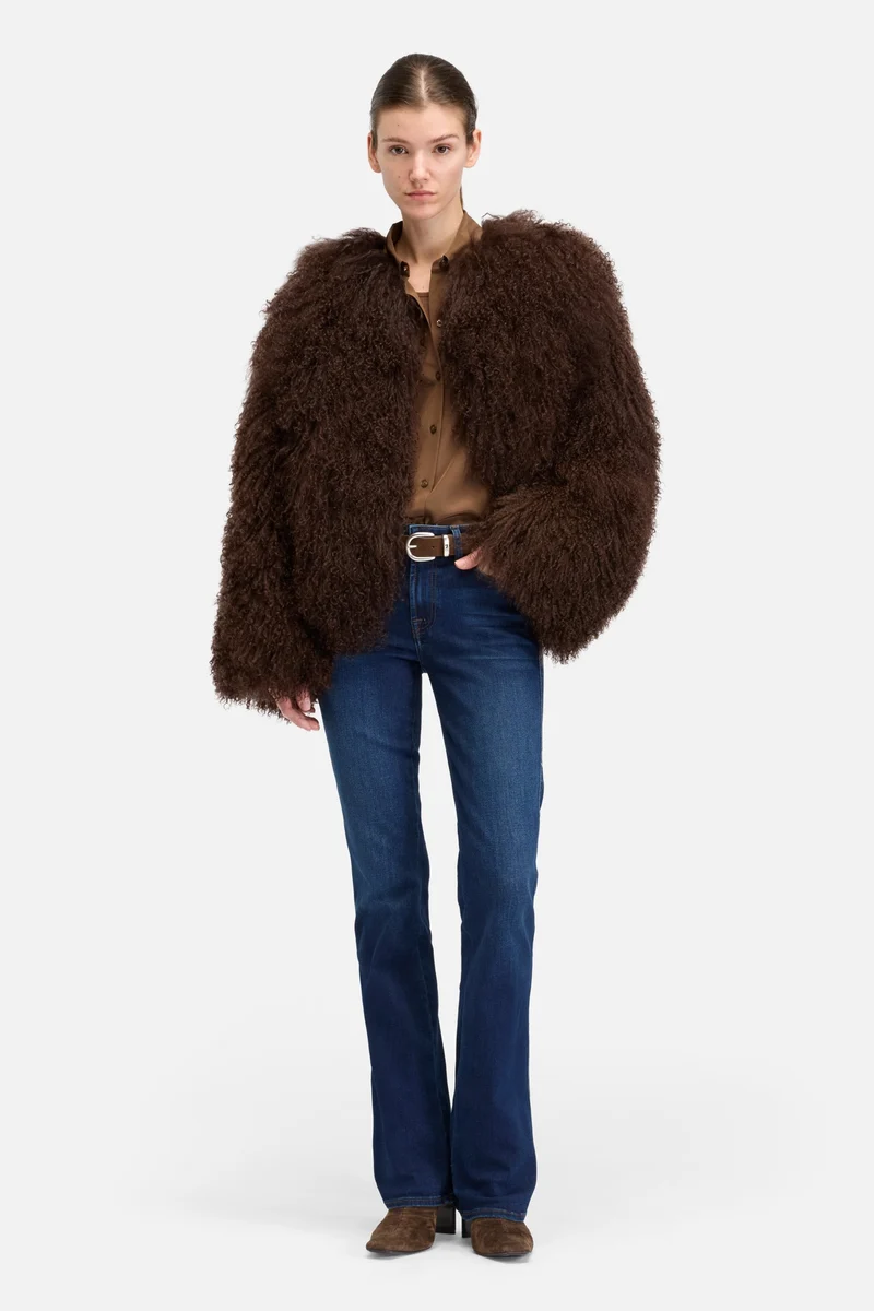 Shearling Fur Jacket in Brown