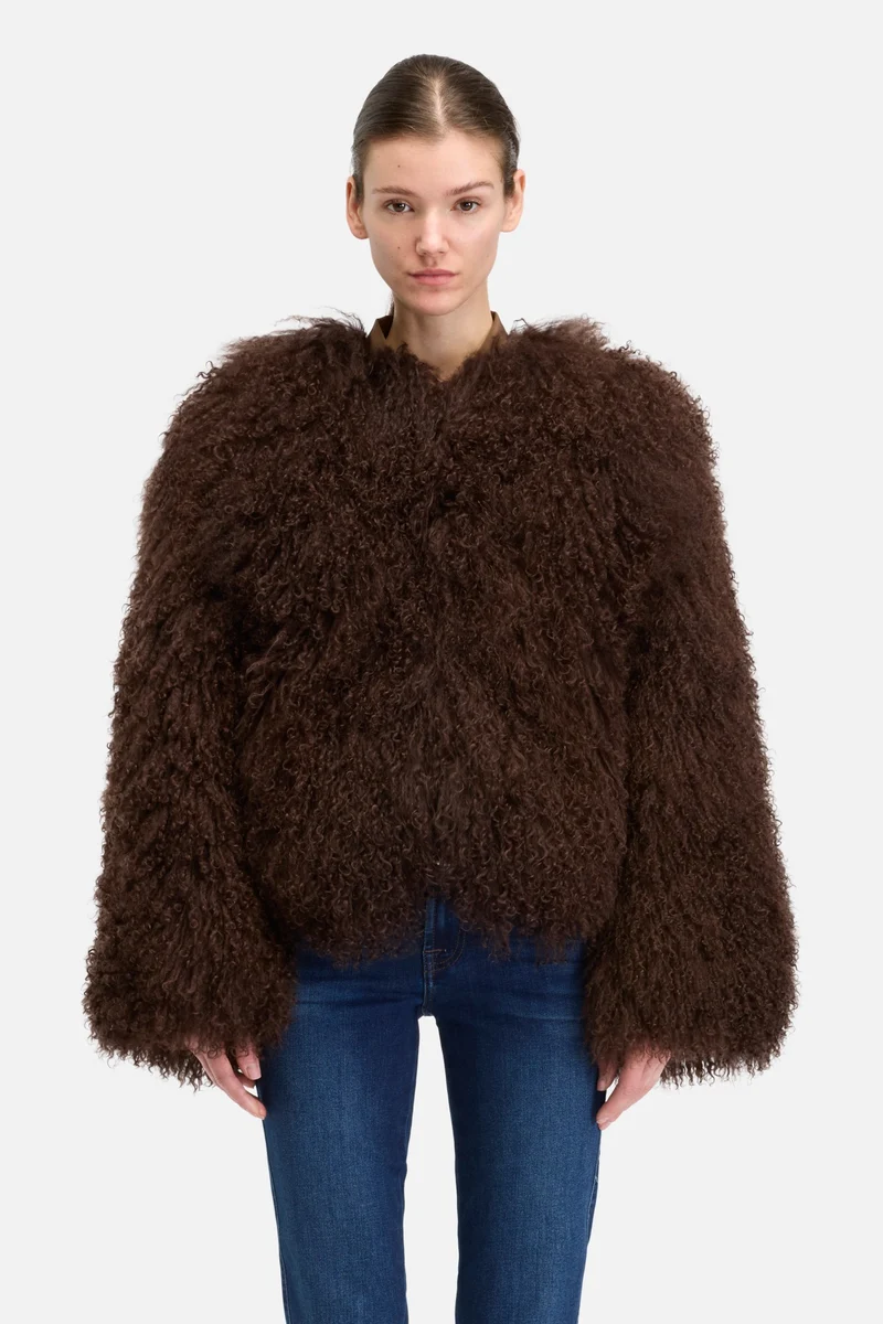 Shearling Fur Jacket in Brown