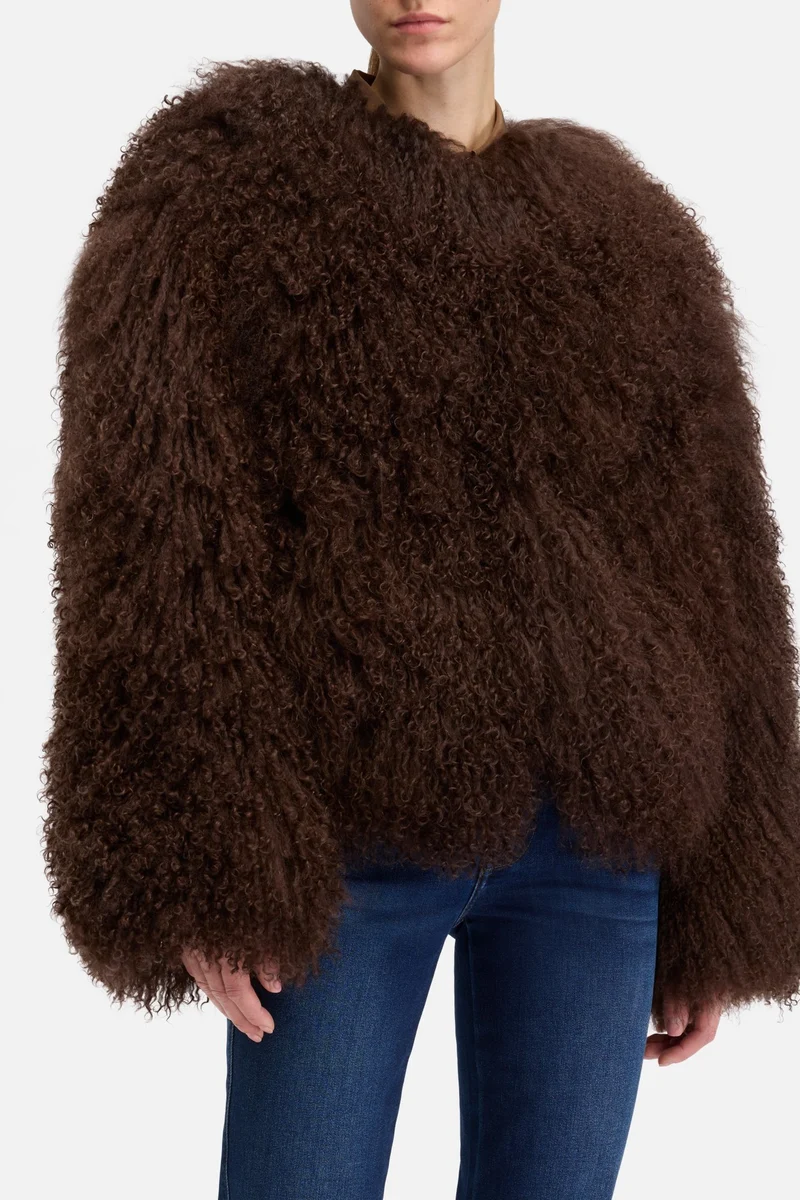 Shearling Fur Jacket in Brown