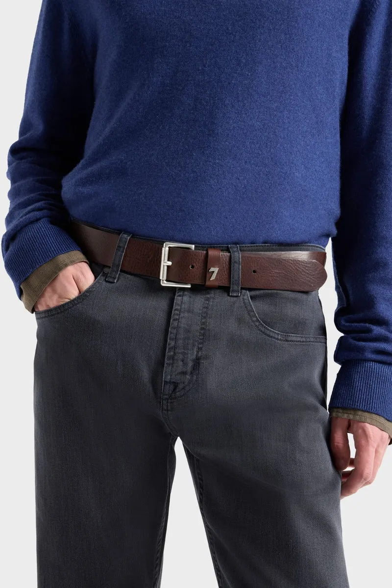 CLASSIC BELT METAL in Leather Dark Brown