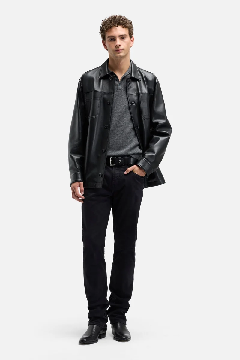 Leather Overshirt in Black
